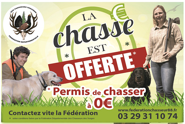 Le permis de chasse à 0 euro lancé par la FDC 88